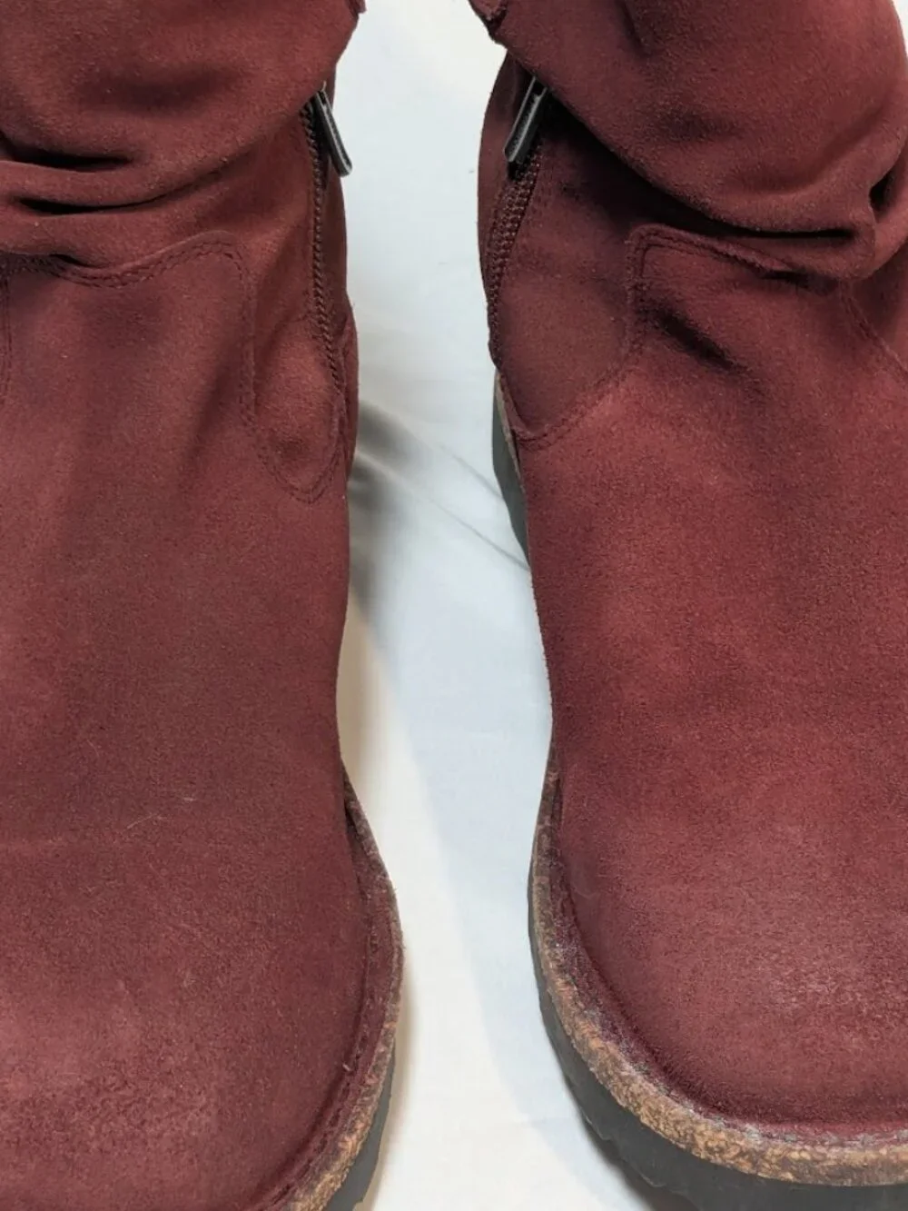 Birkenstock Burgundy Suede Slouch Ankle Boots